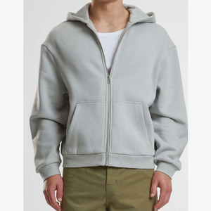 Sudadera con capucha y cremallera de 300g para hombre, 100% algodón, estilo callejero, forro polar de invierno transpirable con impresión de logotipo personalizado - Product Image 2