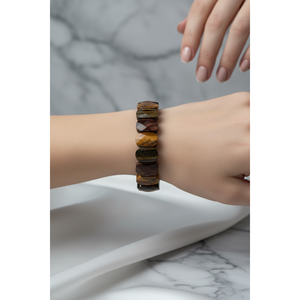 Bracciale in Pietra Naturale Occhio di Tigre con Taglio Largo - Product Image 5