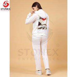 ชุดกีฬาเสื้อวอร์ม2ชิ้นสำหรับผู้หญิงชุดวอร์มผ้าคอตตอนผ้าฟลีซคุณภาพสูง - Product Image 2