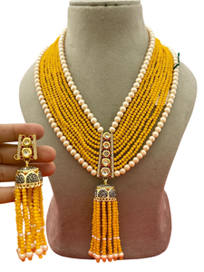 Latón Kundan cuentas largas fiesta desgaste collar conjunto indio tradicional Mala collar conjunto para mujeres, para boda, ocasiones especiales - Product Image 2