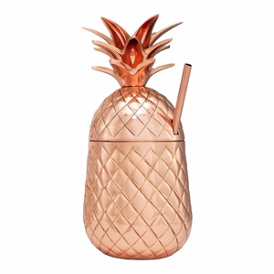 Luxury <b>Metal</b> Pineapple Shape Mug with <b>Straw</b> in High Quality For Home Restaurant Christmas Hotel - Product Image 1