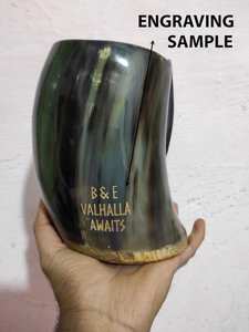 Auténtico cuerno de buey Base de madera taza de jarra para beber estilo vikingo hecho a mano para cerveza Mead Ale directo de la India - Product Image 6
