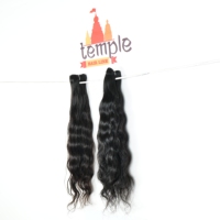 Rambut India Tamil Nadu Remy Raw Grosir 100g 100% Alami Tanpa Proses Warna Hitam Kutikula Tertata Rapi Gelombang Double Weft Extensions