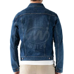 Chaqueta vaquera de algodón ajustada para hombre para primavera Otoño Invierno cuello levantado estilo informal de Color sólido de un solo pecho - Product Image 2