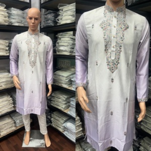 Soie de coton de qualité supérieure attrayante avec broderie de paillettes travail Kurta pyjama exportateur et fournisseur mondial - Product Image 5