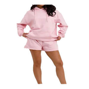 Conjunto de Sudadera con Capucha y Pantalones Cortos de Algodón para Mujer, Transpirable, Nuevo, a la Moda, Holgado, de Dos Piezas - Product Image 5