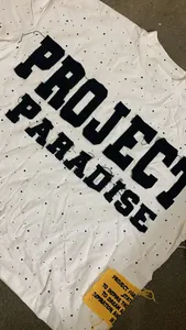Camiseta corta de gran tamaño con apliques Vintage para hombre, camiseta de microfibra de manga corta con diamantes de imitación de alta calidad para hombre - Product Image 2