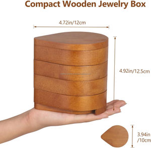 Caja de madera para joyería diaria, organizador de viaje giratorio para joyería para anillos, collares, pendientes, pulseras - Product Image 2