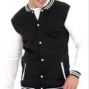 Veste de baseball universitaire avec logo personnalisé de haute qualité Streetwear unisexe blouson bombardier avec fermeture à bouton veste en cuir véritable pour femmes - Product Image 3