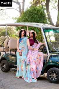 Nuevo diseñador de ropa de mujer estilo indio pakistaní boda Festival desgaste elegante sin peso Marbal Material Saree con blusa Banglory - Product Image 2