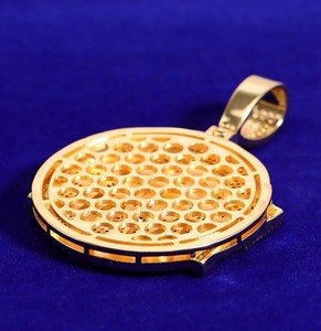 Brillante redondo Hip Hop dinero y familia carta personalizada 18K chapado en oro diamante dinero colgante - Product Image 3