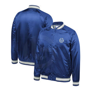 High Quality100% Polyester Knitted Fabric Satin Bomber Baseball School Jacket for men Women Custom Embroidery Logo <b>Breathable</b> - Product Image 1