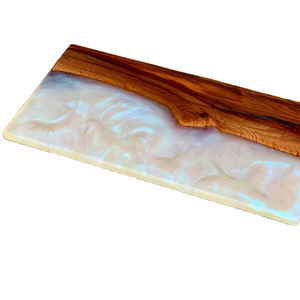 Tabla de cortar moderna de cocina blanca, madera y resina, última tabla de servir queso multifuncional de gran oferta - Product Image 1