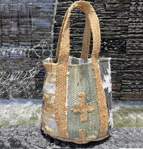 Sac fourre-tout bandoulière bohème en jute 100 % écologique pour femme, tendance 2026, de haute qualité, style vintage, pour le shopping et les voyages, vente en gros - Product Image 2