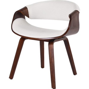 Ensemble de 2 chaises de salle à manger en bois courbé blanc, design scandinave du milieu du siècle, revêtement en cuir PU avec structure en bois contreplaqué noyer - Product Image 1