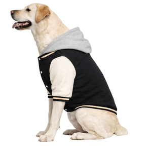 Dog Varsity Jacket for Pets Minimal Hooded Fleece Dog Coat Comfortable Winter Outerwear For Small Medium Large Dogs - Product Image 3