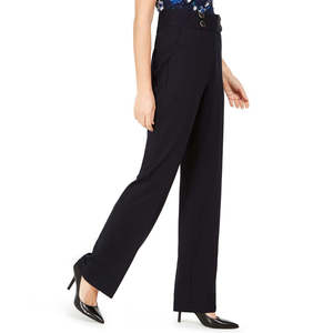 Pantaloni Eleganti da Donna Calvin Klein Blu Navy a Vita Alta con Bottoni Antipiega Taglia 10 Petite - Product Image 3
