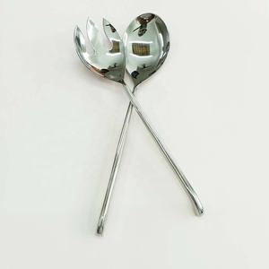 Servidor de ensalada forjado a mano de acero inoxidable nuevo al por mayor con asas redondas finas elegantes cubiertos juego de servidor de ensalada hecho a mano - Product Image 2