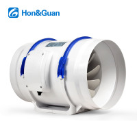 Ventilateur de conduit en ligne à flux mixte électrique Hon&Guan de 8 pouces avec roulements à billes, mural, autoportant, 220V, pales en plastique, restaurant OEM/ODM