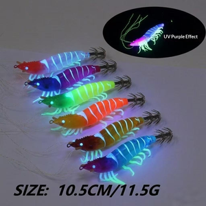 Nuevo Señuelo de Pesca Nocturna con Forma de Camarón, Señuelo de Calamar <span class=keywords><strong>Egi</strong></span> que Brilla en la Oscuridad, Patas Suaves, Tentáculos, Cuerpo Equilibrado, Anzuelos de Acero Inoxidable - Product Image 2