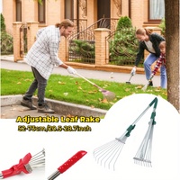 Jardin Aménagement paysager sol plat balayage des feuilles pelouse en acier inoxydable multi-dents télescopique outil agricole dents feuille tombée râteau à gazon