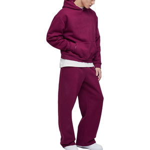 Prix de gros Ensemble pantalon de survêtement et sweat à capuche Impression de logo personnalisé Pantalon évasé Survêtement Ensembles pull épais de haute qualité de qualité supérieure - Product Image 4