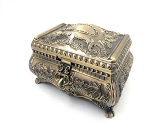Hand-Embossed Silver Metal Jewelry <b>Box</b> with <b>Floral</b> Designs & Drawer - Large Keepsake Organizer Wholesale - Product Image 6