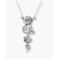 Collier en feuilles de filigrane plaqué rhodium