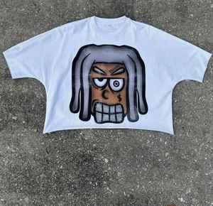 Camisetas estampadas de alta calidad con hombros caídos para hombre, camiseta recortada para hombre, camisetas con serigrafía de algodón 100% - Product Image 5