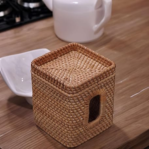 Boîte à mouchoirs carrée en rotin, plateau de rangement, boîte de rangement artisanale, écologique, naturelle, décoration intérieure et extérieure, vente en gros du Vietnam - Product Image 4