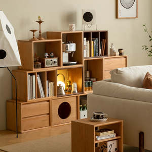 MODULAR MODERN ACACIA WOOD STORAGE BOX STACKABLE <b>WOODEN</b> STORAGE ORGANIZER <b>CRATE</b> FOR HOME & OFFICE 0013 - 06 - Product Image 6