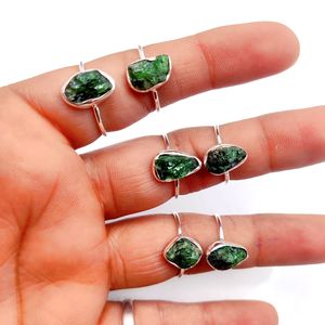 Hot Selling Chrome Diopside Gemstone Sterling Silver <b>Ring</b> Natural Chrome Diopside Raw Stone Crystal <b>Ring</b> Promise <b>Ring</b> for Girl - Product Image 1