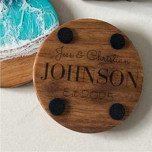 Posavasos de madera natural y resina con opciones de marca personalizadas posavasos de piedra - Product Image 4