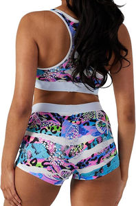 Ensemble de yoga pour femmes Nestrue Sports, en spandex et polyester, imprimé, respirant, séchage rapide, taille élastique, deux pièces, vêtements de sport pour la salle de sport et la remise en forme - Product Image 5