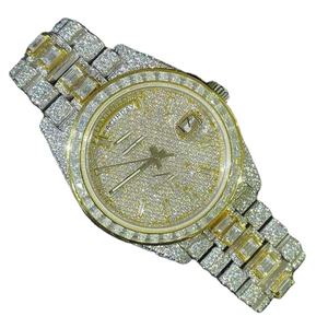 Montre mécanique automatique de luxe Hip Hop Full Diamond Iced Moissanite personnalisée Baguette Cut 20mm Bracelet en acier inoxydable Verre - Product Image 6