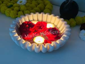 เทียนหินอ่อนลายดอกไม้หรูหราหรูหราหรูหรางานฝีมือหินเต็มรูปแบบสำหรับใช้ทางศาสนากำหนดขนาดเองได้ - Product Image 3