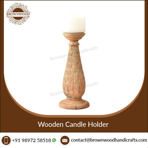 Candelabros antiguos blancos de madera de mango para Navidad y boda Candelabro de madera decorativo para el hogar Candelabros de madera - Product Image 2