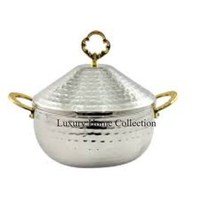 Ensemble de 4 casseroles artisanales 100% en cuivre avec poignées et couvercles en acier inoxydable, ustensiles de cuisine pour table