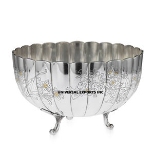 Bol à chocolat martelé en argent métallique avec pièce d'or, bol à bonbons décoratif artisanal de haute qualité - Product Image 5