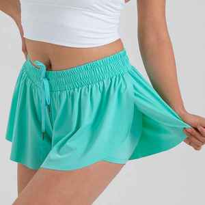 Papillon jupe sueur Spandex confortable salon vêtements été 2 en 1 fluide athlétique femmes Biker Shorts Gym Yoga course Shorts - Product Image 1