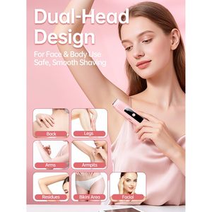 Depiladora Eléctrica Recargable 2 en 1 con Doble Cabezal, Resistente al Agua IPX7, Afeitadora para Mujer, para Rostro, Piernas, Axilas, Brazos, Área del Bikini, Pinza Depiladora - Product Image 5