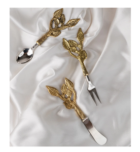 Couteau à beurre en acier inoxydable Creative Simple Dernières Feuilles Branches poignée Artisanat de luxe Couteau à beurre en acier et laiton - Product Image 1