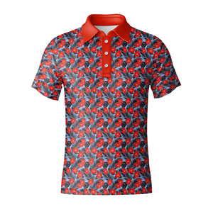 Polo de golf de mode pour hommes doux extensible Poly Spandex Sublimation impression polos floraux résistants aux rides à séchage rapide - Product Image 5