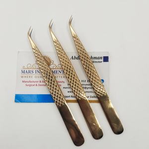 Pinces à épiler pour extensions de cils à pointe en fibre à 90 degrés, couleur or plasma, avec étiquette privée - Product Image 4
