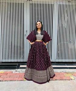 Venta al por mayor diseñador algodón seda bordado secuencia trabajo Lehenga Choli Dupatta indio pakistaní fiesta desgaste étnico ropa Surat - Product Image 4