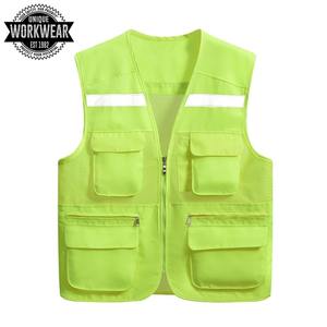 Chaleco de seguridad para construcción para hombre, rayas reflectantes OEM 2022, alta visibilidad, fluorescente, amarillo - Product Image 4