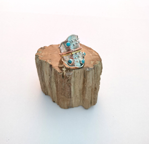 Nuevo anillo de piedras preciosas de forma redonda turquesa Dal indio hecho a mano anillo de Plata de Ley 925 para mujer - Product Image 1