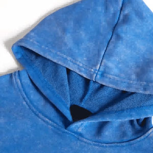Top Notch femmes bleu acide lavage sweats à capuche pull décontracté confort lâche femmes acide lavage sweats à capuche automne chaud polaire hauts - Product Image 2