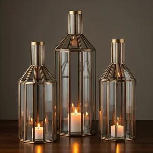 Contemporary Modern Gold Metal Handmade Lead Free Durable Glass <b>Candle</b> <b>Holder</b> <b>Lanterns</b> for Home Hotel & Garden Decorations - Product Image 4