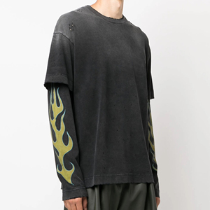 เสื้อยืดแขนสองชั้นสำหรับผู้ชายเสื้อยืดโอเวอร์ไซส์สำหรับผู้ชายเสื้อยืดทันสมัยออกแบบโลโก้ได้ตามต้องการ - Product Image 4